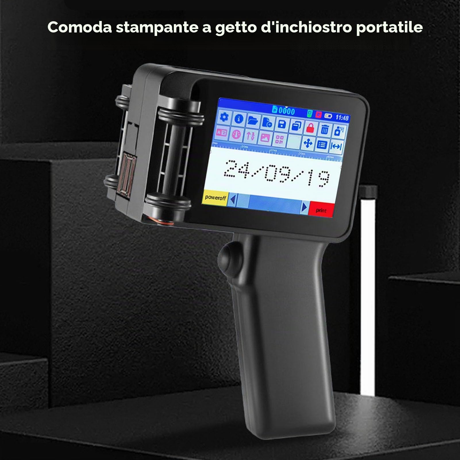Bewinner Stampante a Getto D'inchiostro Portatile con Touch Screen HD 4,3 Pollici, Pistola Portatile per Stampante con Codice QR e Codice a Barre per etichette su