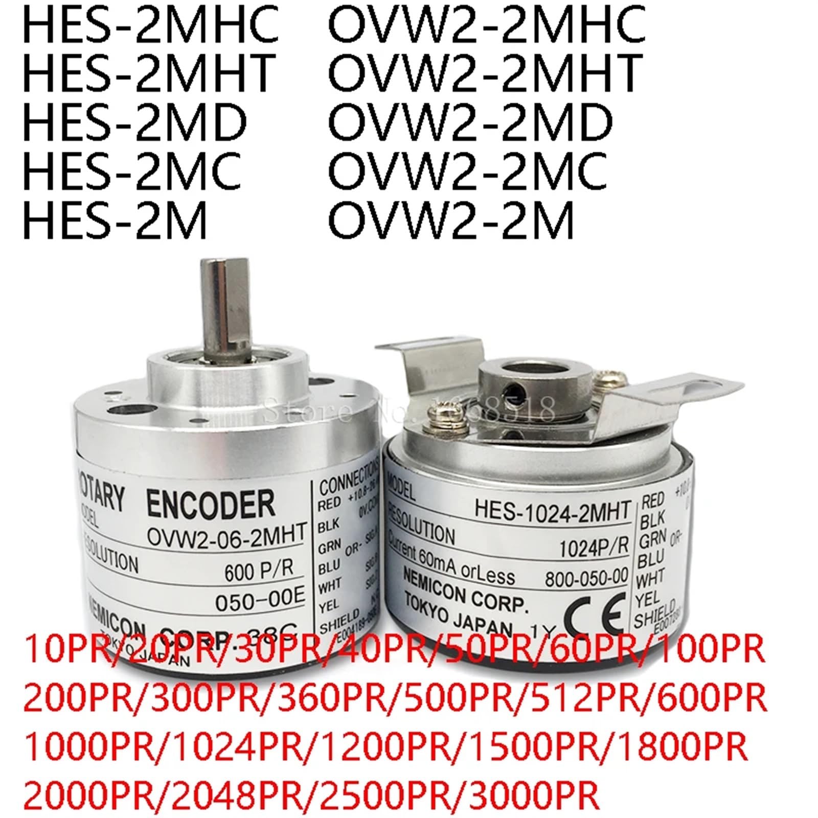 Encoder rotativo OVW2 HES-10-2MHT HES-20-2MHC 2MD 2MC 2M 1024PR 3600PR 2500PR 2048PR Encoder incrementale(600PR,OVW2-2M)