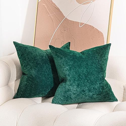 Miniatura 1 de JUSPURBET Juego de 2 fundas de almohada de terciopelo aplastado de 24 x 24 pulgadas con cremallera invisible, fundas decorativas suaves cuadradas