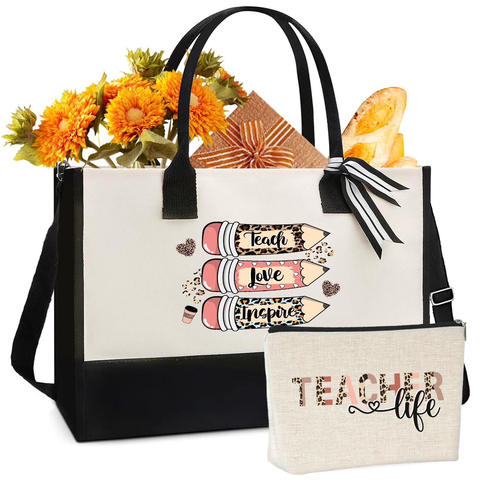 Amazon.com - VeloKomo Teacher Canvas Tote Bag - Appreciation Teacher's ...