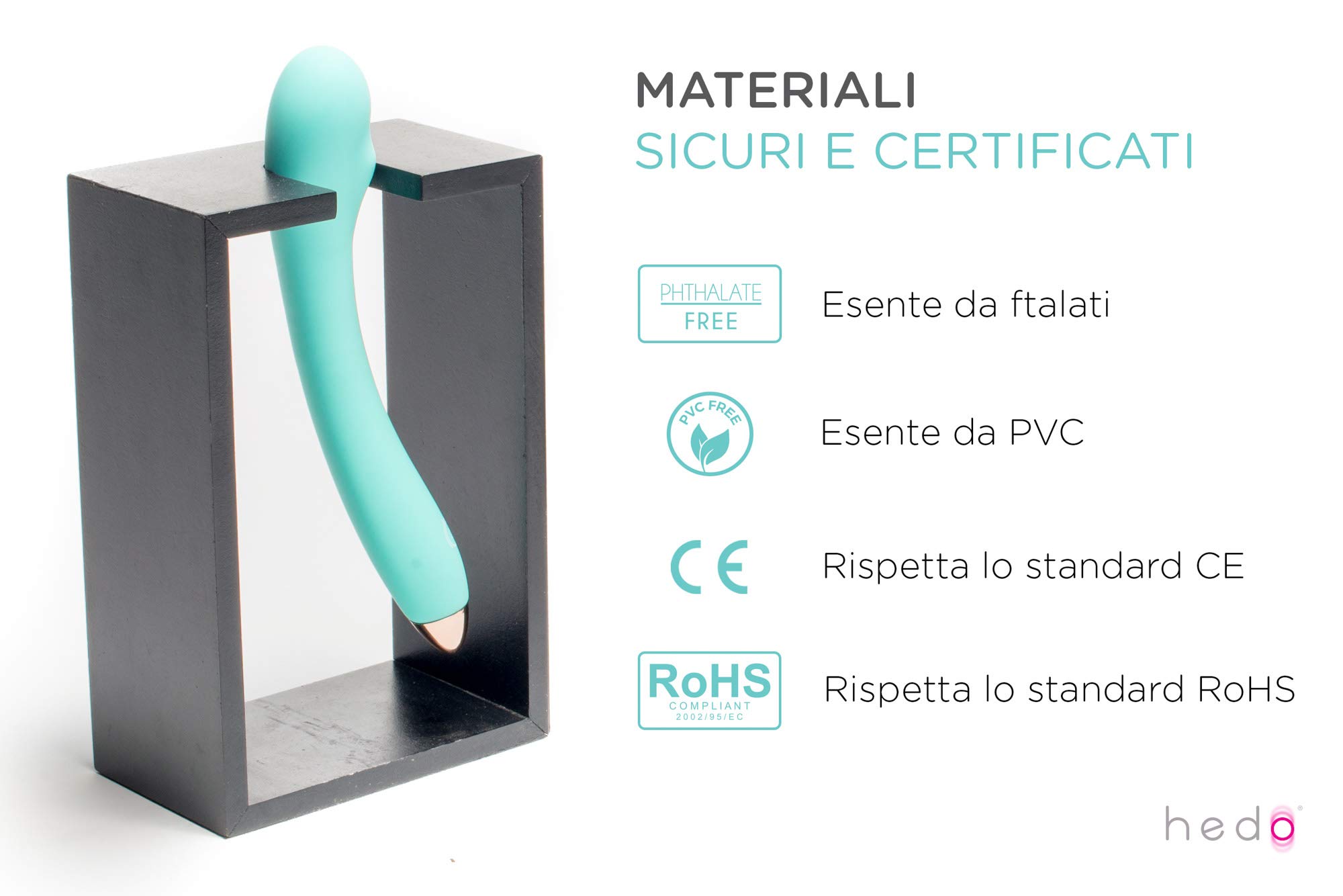 HEDO Q5 | Vibratore sessuale per donna | Silicone medico privo di PVC e ftalati | Stimolatore punto G | Vibratorepunto | RICARICABILE | Ideale anche per stimolazione anale