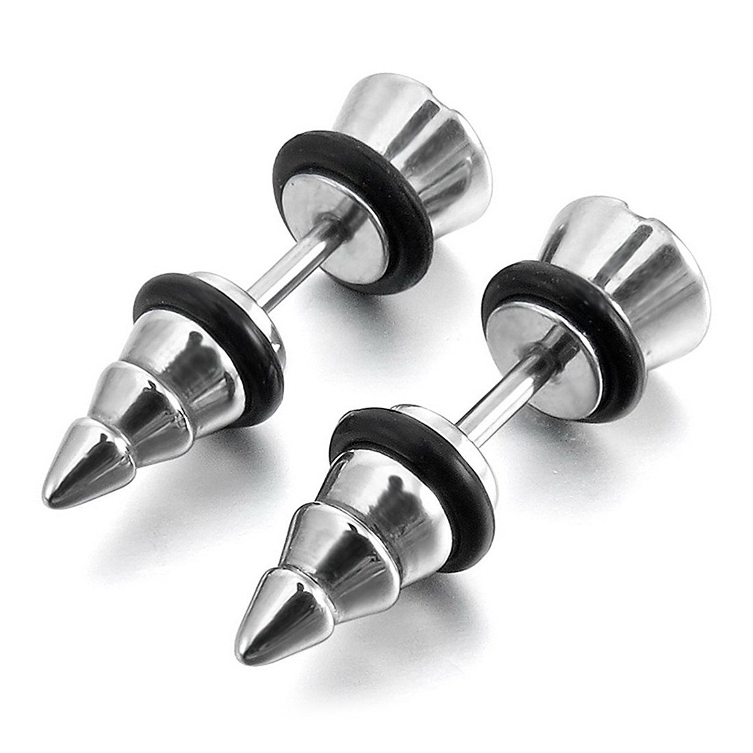 Zivom® Punk Funky Screw Nail 316L Surgical Stainless Steel Black Silver Rhodium Ear Stud Earring Pair Boys Men Gift-image-32