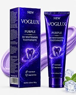 Purple 3X Whitening Toothpaste, Color Corrector Stain Remover for Teeth, Enamel Safe, Sensitive Teeth Friendly, Fluoride Toothpaste with Fresh Breath for Coffee Tea Stains (4.23 Fl Oz (Pack of 3))