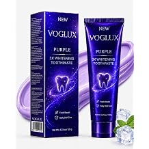 Purple 3X Whitening Toothpaste, Color Corrector Stain Remover for Teeth, Enamel Safe, Sensitive Teeth Friendly, Fluoride Toothpaste with Fresh Breath for Coffee Tea Stains 4.23 Fl Oz Pack of 1