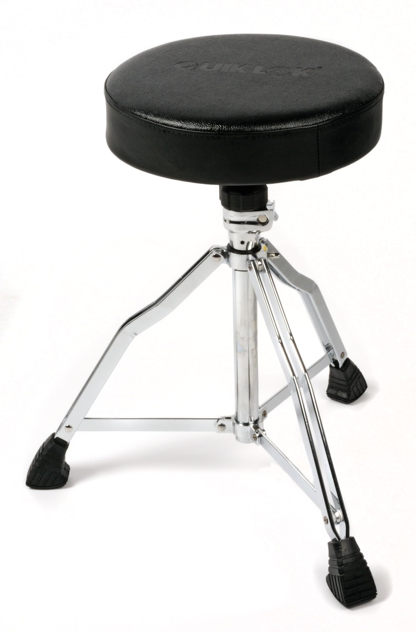 QUIK LOK - DB/3V SGABELLO SERIE DB PER BATTERISTA/TASTIERISTA Seduta Rotonda Imbottita 300 x 65mm, Hardware Cromato, Regolazione Altezza, Base Metallica Robusta e Pieghevole, 3 Gambe, Seduta in Nero