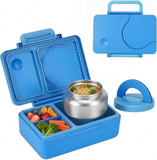 Leakproof Portable Bento Box Set with Handle, Includes 12oz Stainless Steel Thermal Soup Canister & Food Container
