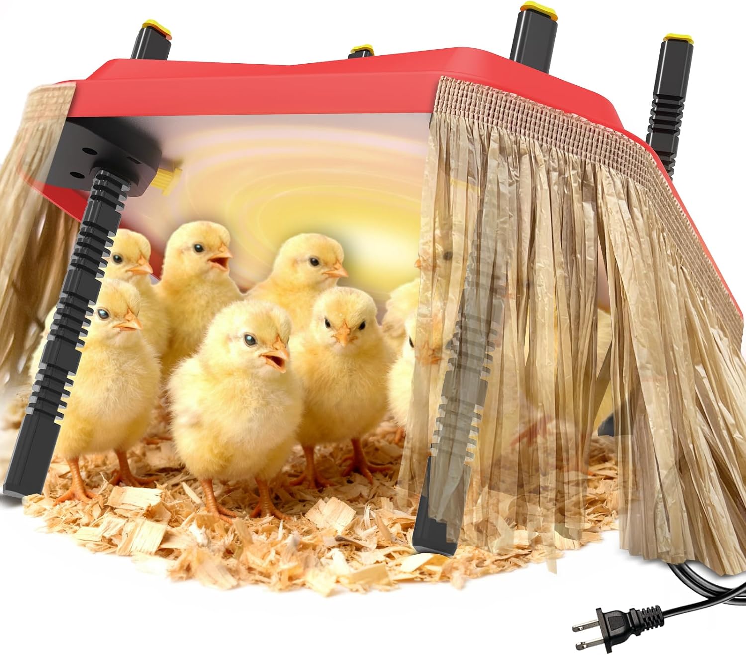 Chick Brooder Plate Coop Heater for Baby Chicks with Adjustable Height & Angle and Auto Temperature Control, 12"×12", Red