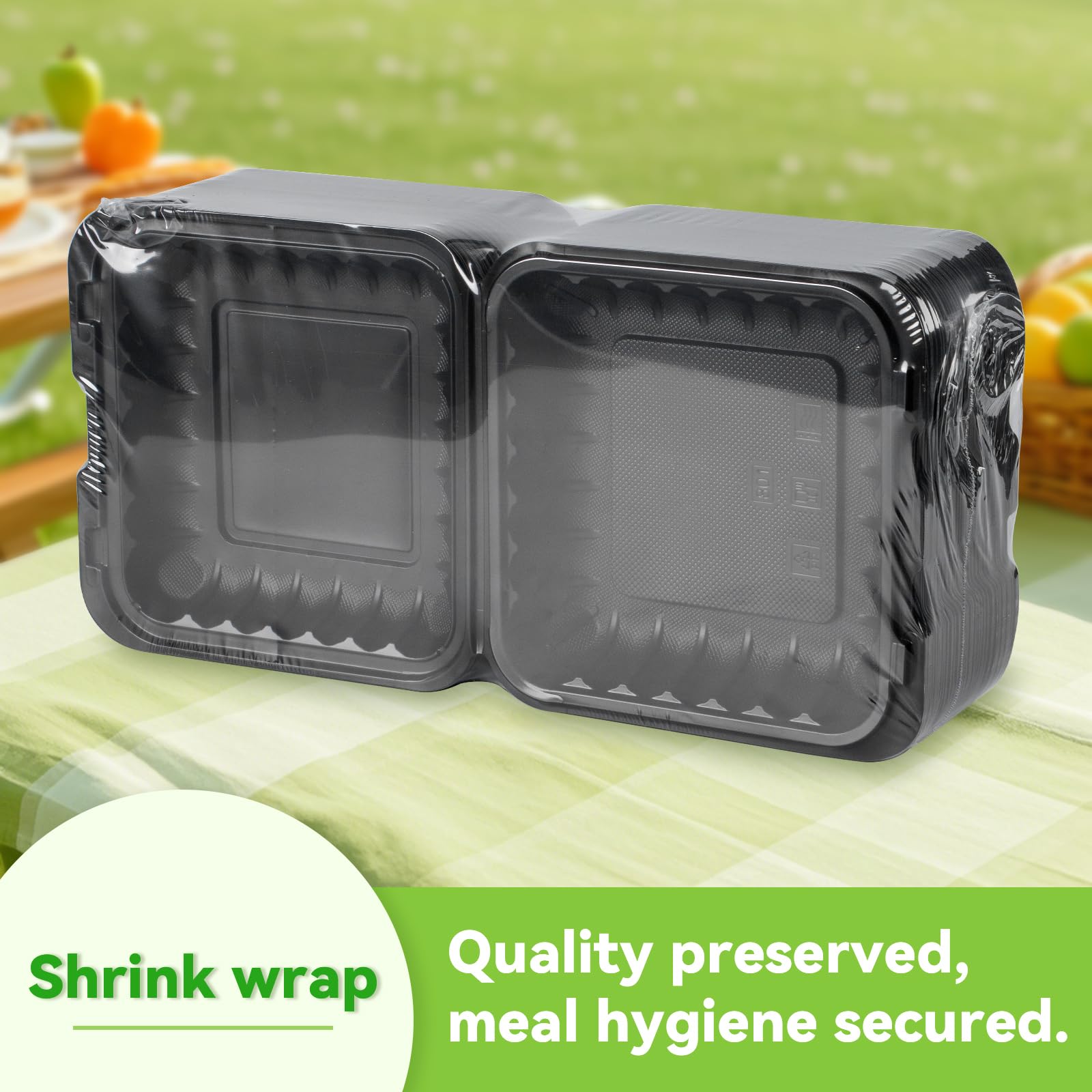 FRESHPAK Paquete de 55 recipientes de preparación de comidas de 8 x 8 pulgadas, 34 onzas, envoltura retráctil lista para usar | Cajas resistentes para llevar | Sin BPA y apilables | Apto para microondas, congelador y lavavajillas para sobras, catering