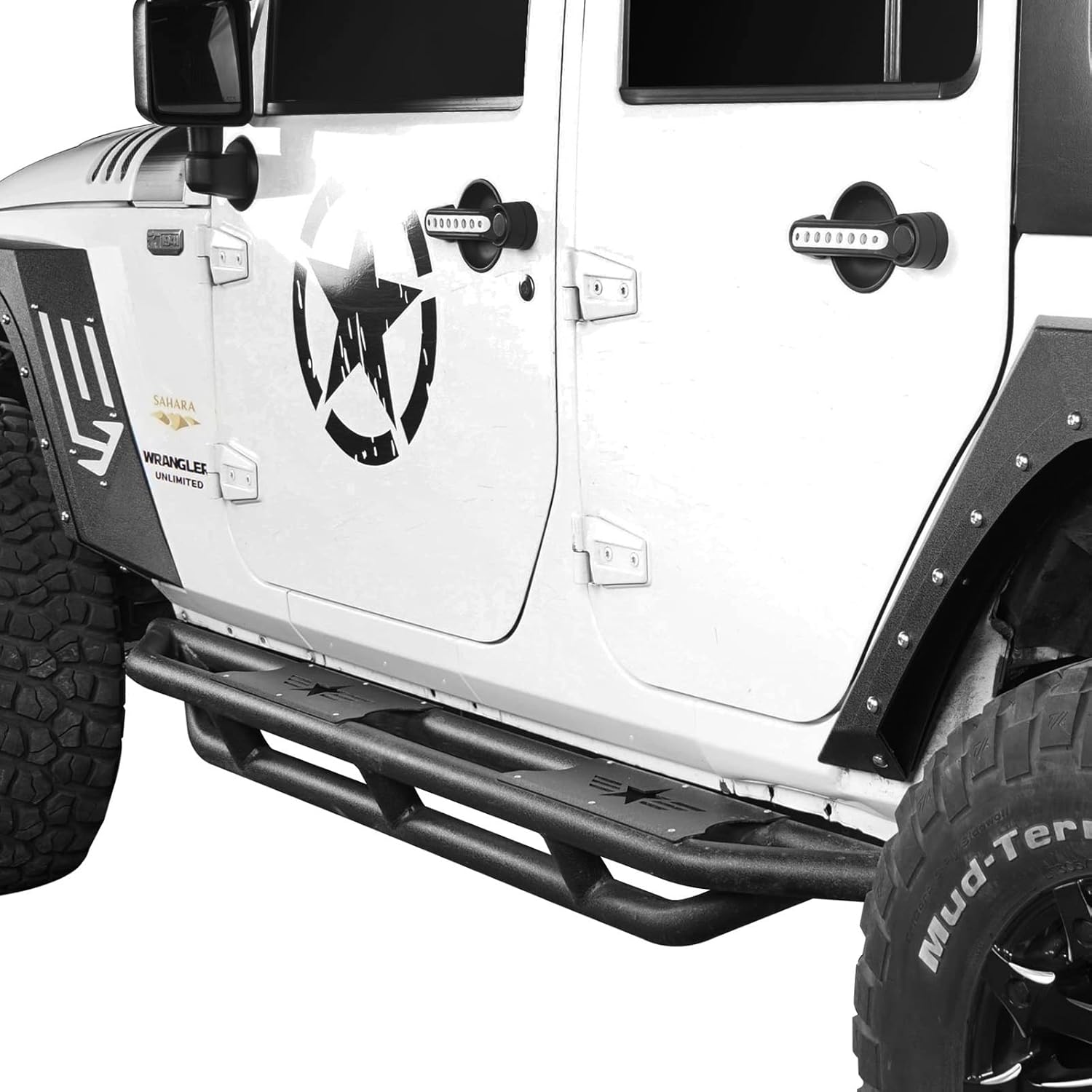 Hooke Road Wrangler JK Running Boards 4 Door Tube Side Steps Nerf Bar for 2007-2018 Jeep Wrangler JK Unlimited 4 Doors Only (Textured Black Heavy Duty)