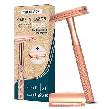 Single Blade Safety Razor for Women, Rose Gold | Reusable Metal Razor, with 10 Double Edge Blades, Smooth Close Gentle Shave, Plastic Free