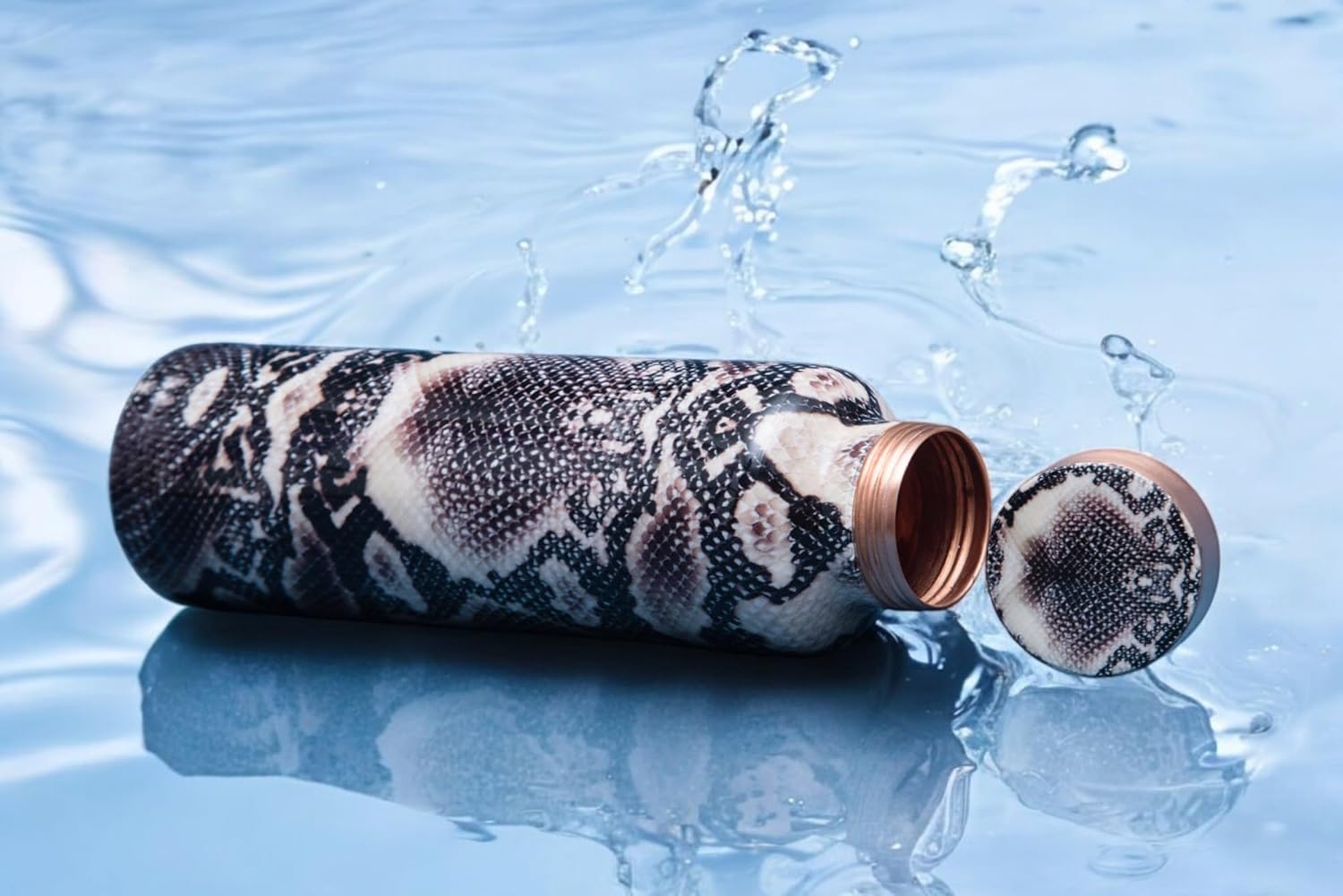 Unique Python Print Copper Bottle - Leakproof & Handcrafted - Durable Eco Friendly Stylish Water Bottle for Drinking, Travel, Gym, Office, Hiking, Outdoor, Gift, Everyday Use (32oz/950ml)