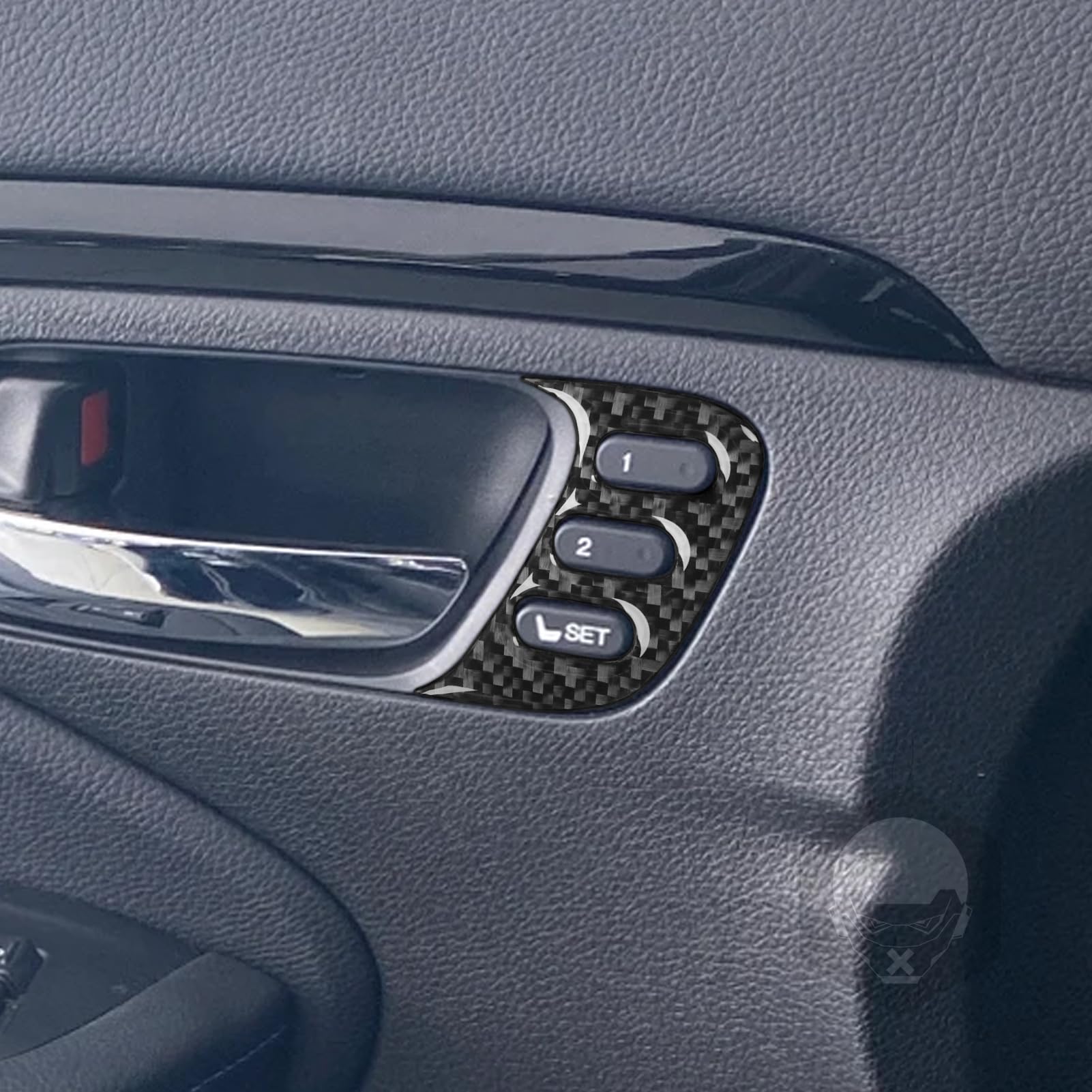 UOADA Real Carbon Fiber Decorative Interior Sticker Car Driver Side Door Pull Push Handle Memory seat Button Control Frame Decals Compatible with Ridgeline 2017 2018 2019 2020 Style A Black