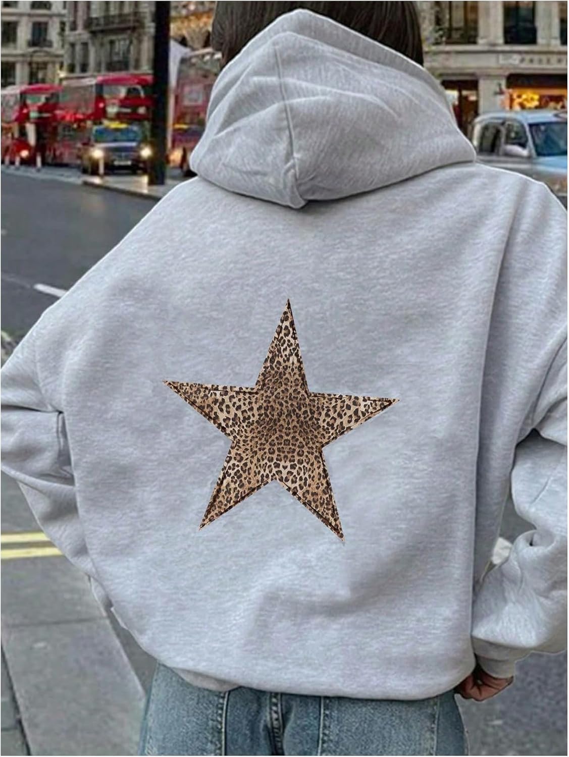 SHENHE Girl's Y2k Star Hoodie Leopard Print Long Sleeve Hooded Sweatshirt Pullover Top - Image 4
