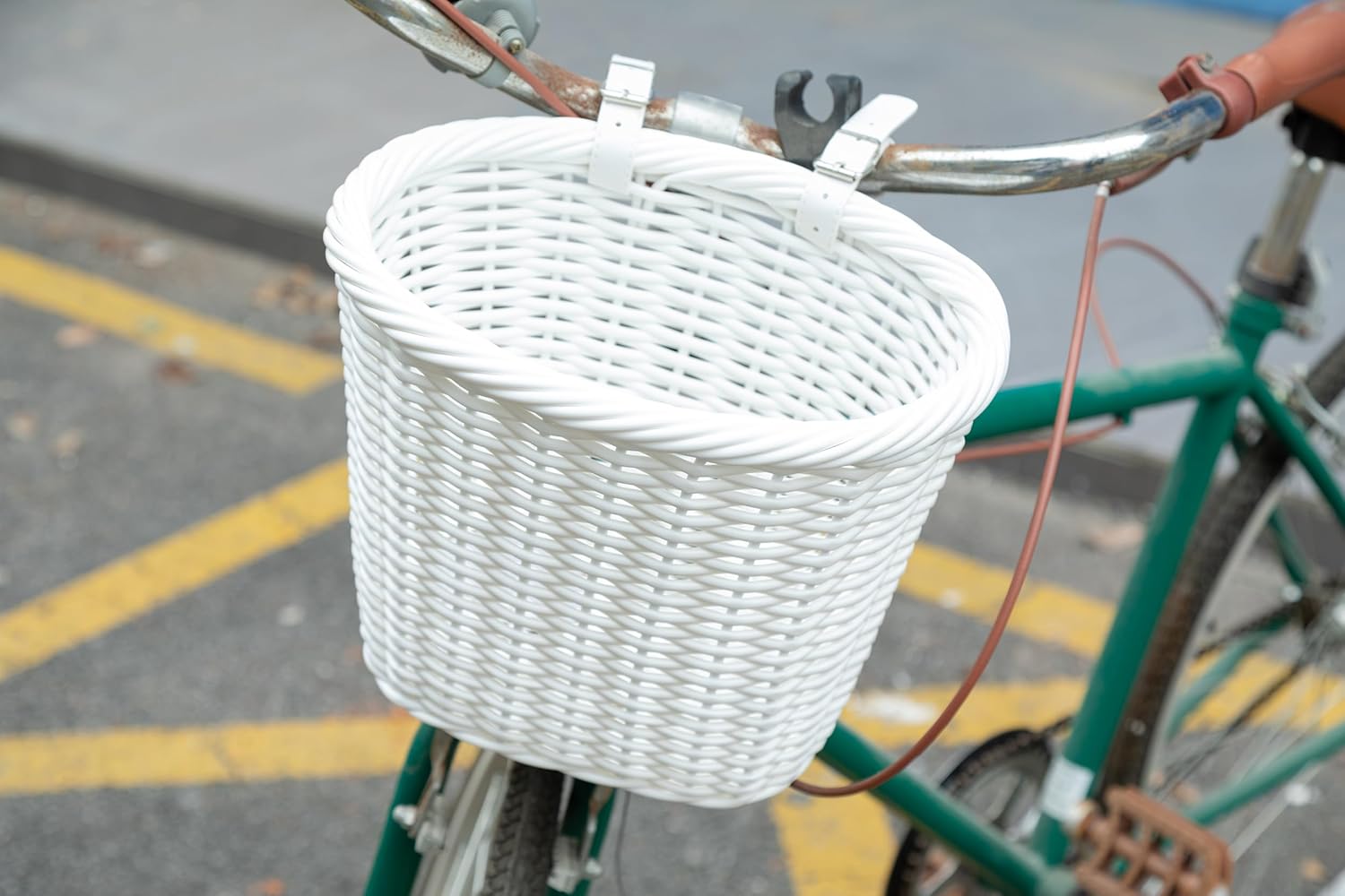 ZUKKA Bike Basket Woven Bike Basket for Adult Bikes Front/Kids Bike Handlebar with Adjustable Leather Straps Waterproof Storage Bicycle Basket, Multi-Colors