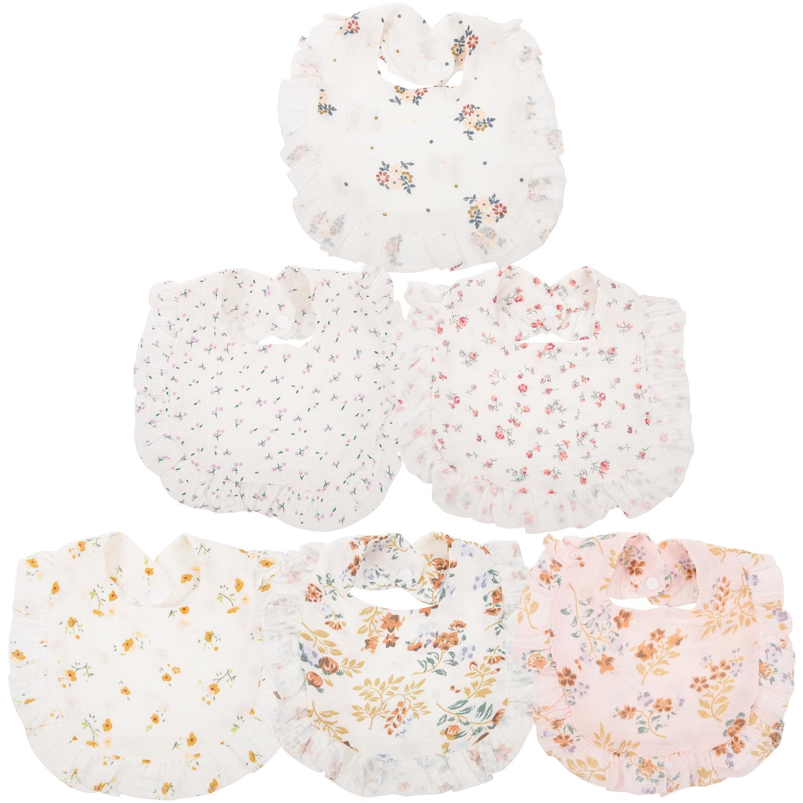 Bavoirs en Coton pour Bébé Bordure Volantée, Confortables et Réutilisables, 6 Pièces