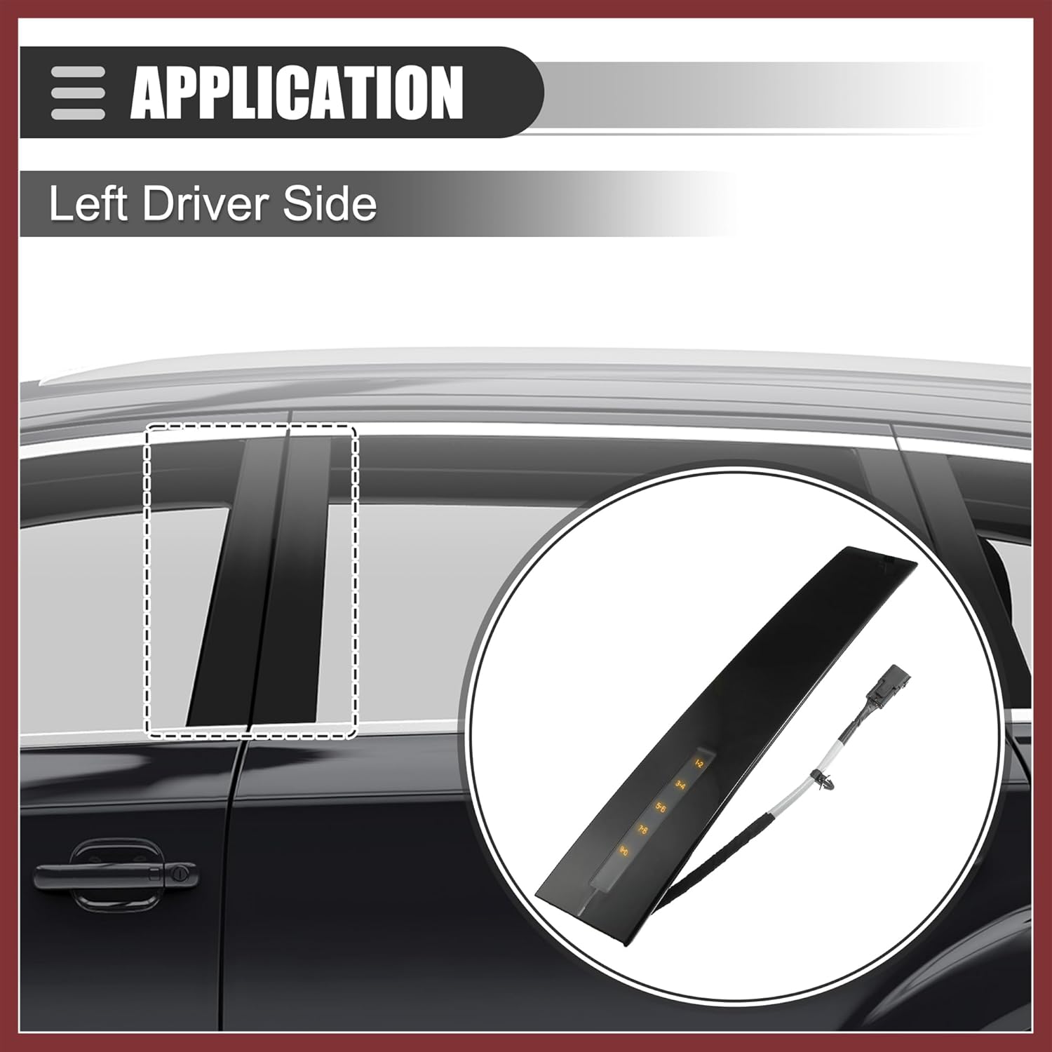 B Pillar Trim, Left Driver Side Door Entry Keypad Pillar Trim Panel, for Ford Explorer 2011-2019, Plastic, DB5Z-782055-AC, Black Replace Parts