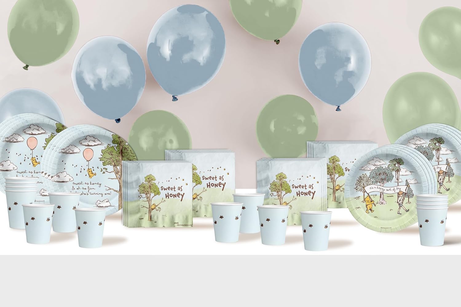 Winnie the Pooh Bear 1st Birthday Party Supplies - 64 Piece First Birthday Tableware Set Includes Large 9" Dinner Plates and 8" Dessert Paper Plates Napkins Cups - Kit for 16 - Image 8