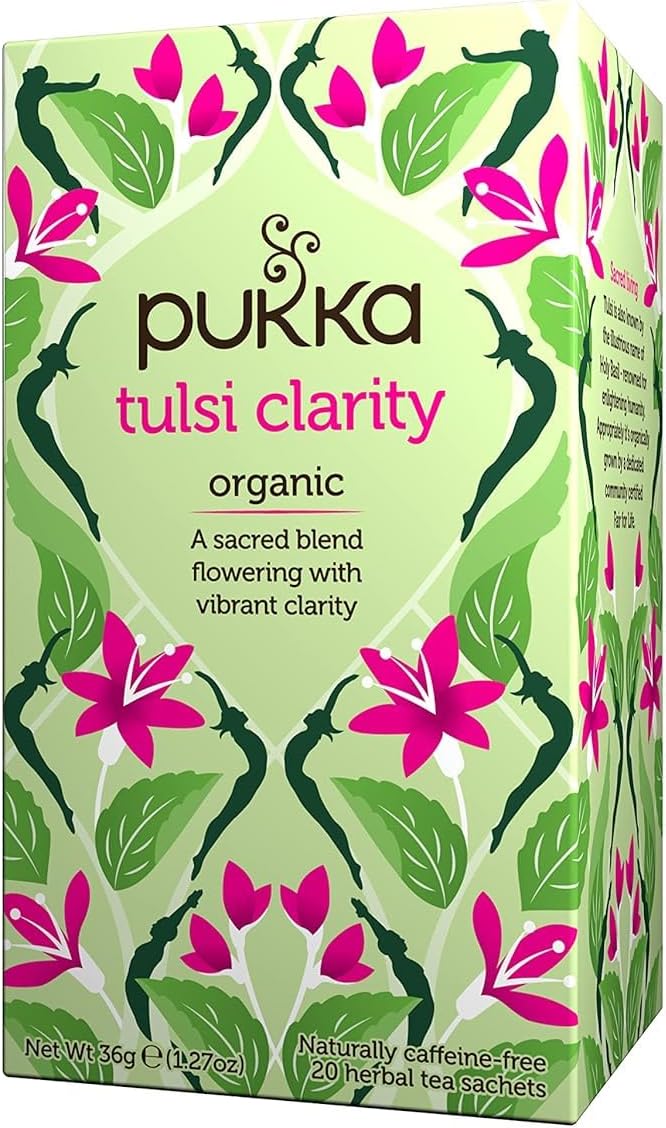 Pukka Organic Herbal Tea, Tulsi Clarity, 20 Tea Bags (Pack of 6)