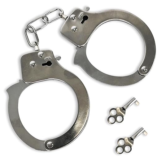 Deluxe Toy Cuffs with Key, Handcuffs Role Play Toys, Cowboy Sheriff Police Costume for Kids, Two Keys with Safety Release