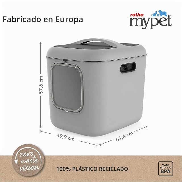 Foto 4 de 8 de Rotho MyPet BEA XXL Arenero Gato Grande para Gatos con Capucha Azul Negro