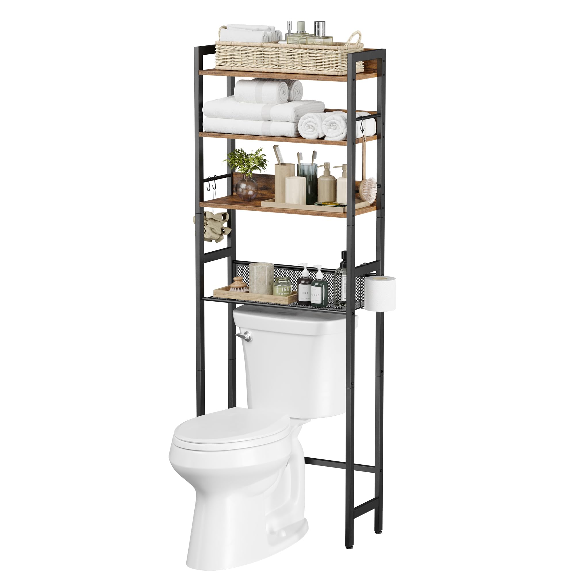 Over The Toilet Storage Rack, 4 Tier Over Toilet Bathroom Organizer Shelf, Freestanding Above