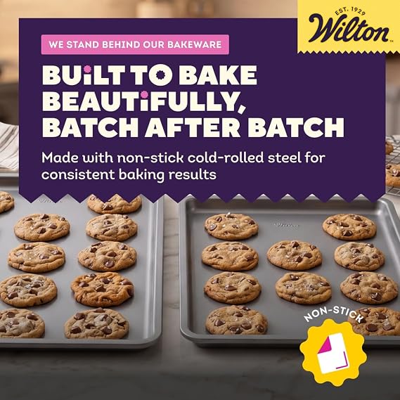 Wilton Silver Non-Stick Baking Sheet Set, Made Without PFAS, 2-Piece