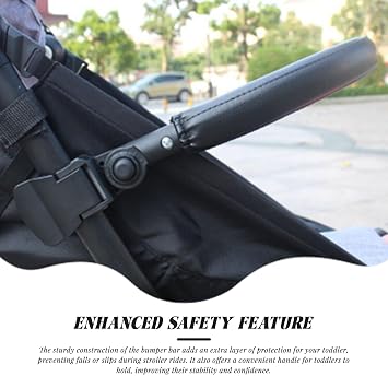 Stroller Bumper Bar Adjustable PU Leather Stroller Handle for Toddler Detachable Replacement Armrest