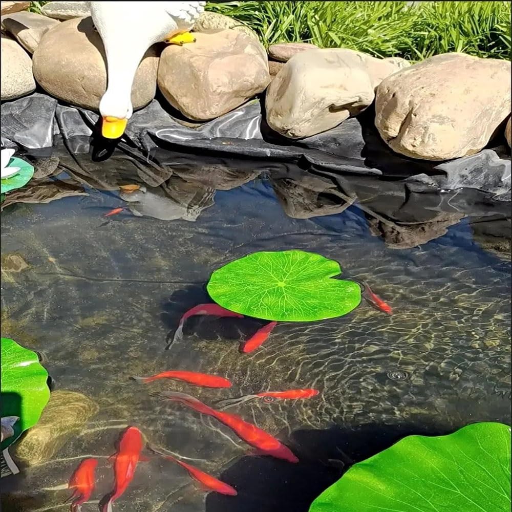 Revestimiento de estanque de 6 x 8 m, resistente al desgarro, impermeable, para estanques, piscinas y jardines, fácil de cortar, seguro para peces y plantas, ideal para fuentes al aire libre y vida