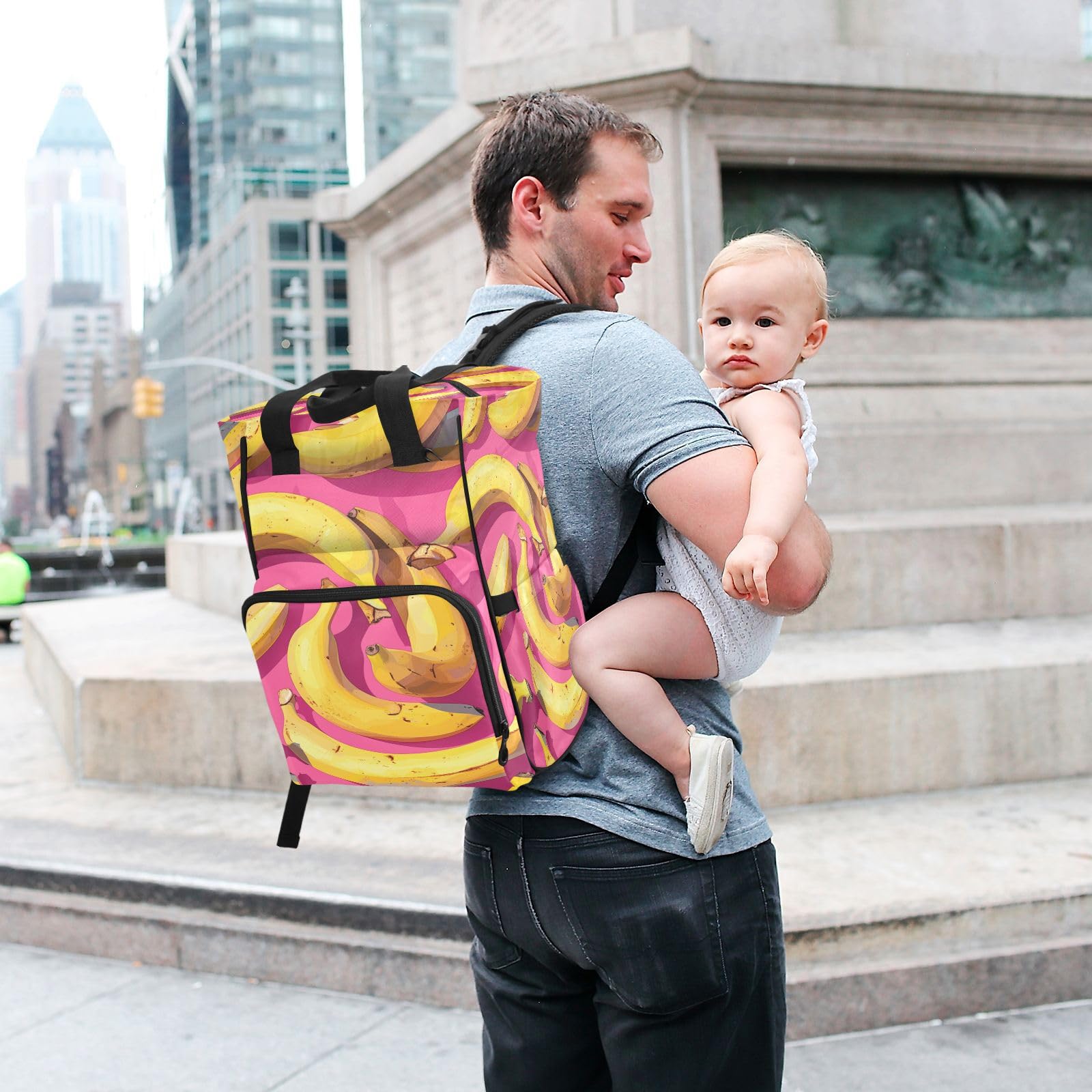 PláTanos Lindos De La Fruta Bolsa de Pañales Mochila de Viaje Gran Capacidad Bolsas para Mamá Papá Mujeres Niñas