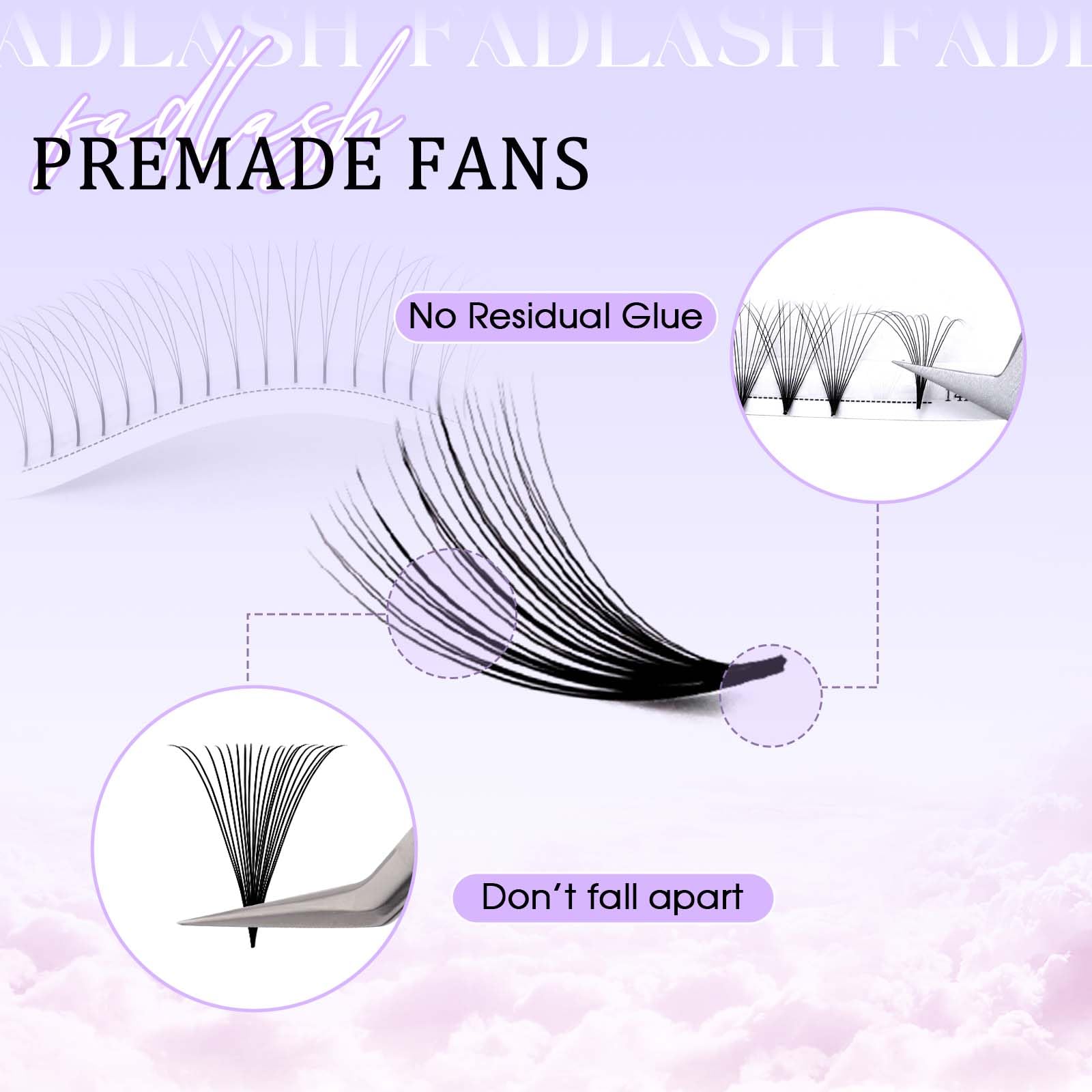 Volumen Ruso 10D 0.07mm C Curl 15mm Prefabricados Extensiones de Pestañas Volume Lashes Extension Ruso Pestañas — view 142