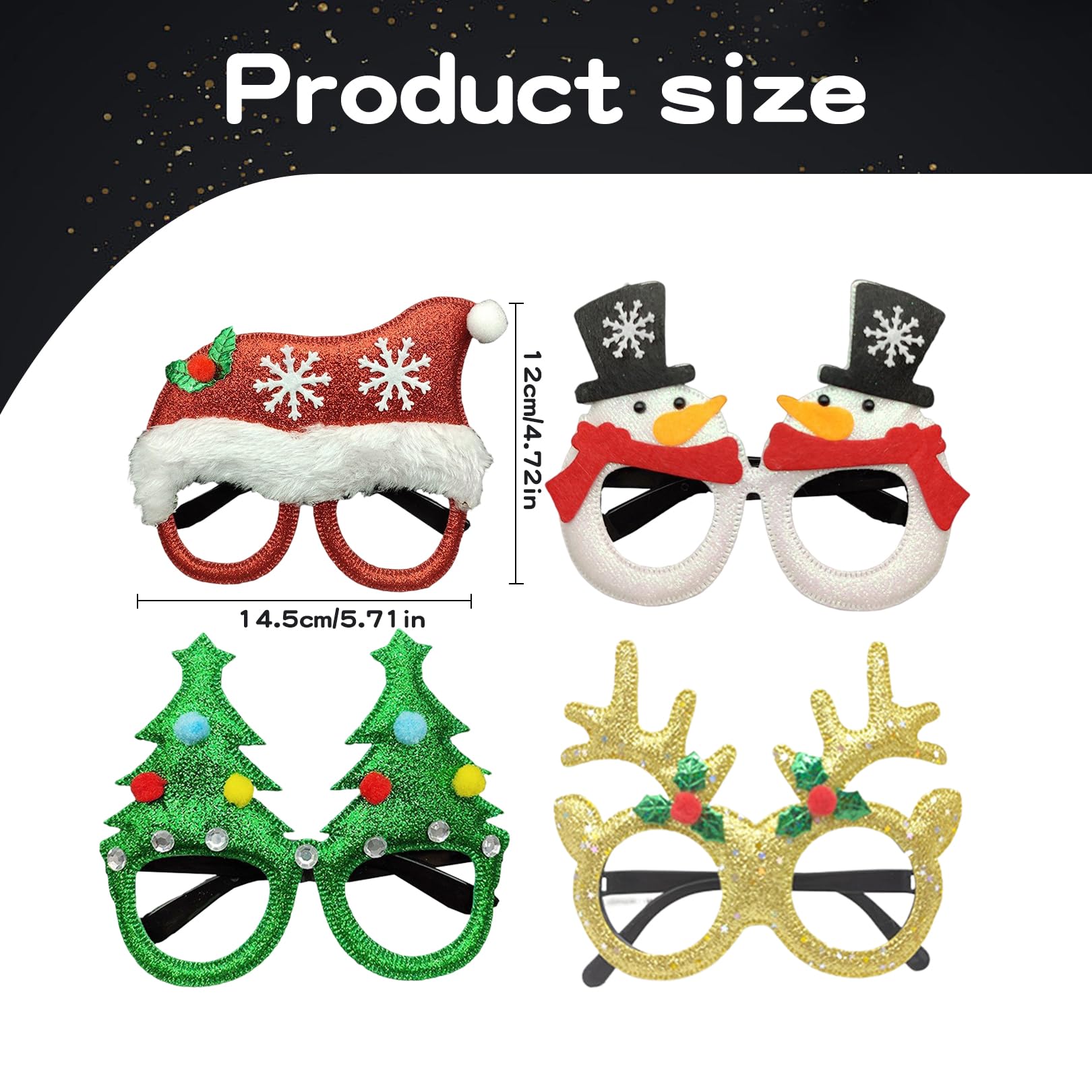 VILITI 4 Pieces Christmas Glasses Novelty,Kids Adults Xmas Party Gifts Funny Decorations Fun Presents Toys Wear Accessories Christmas Plastic Spectacles - Image 2