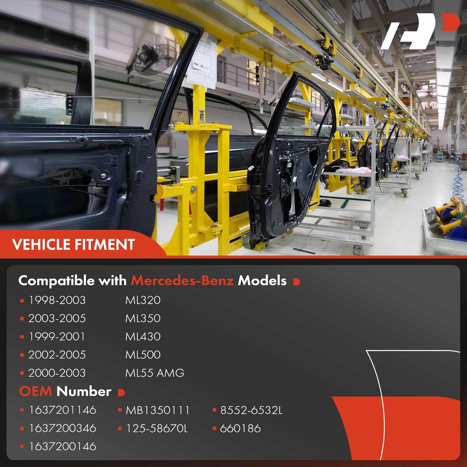 A-Premium Power Window Regulator with Motor Compatible with Mercedes-Benz W163 ML320 ML350 ML430 ML500 ML55 AMG Front Left Driver Side