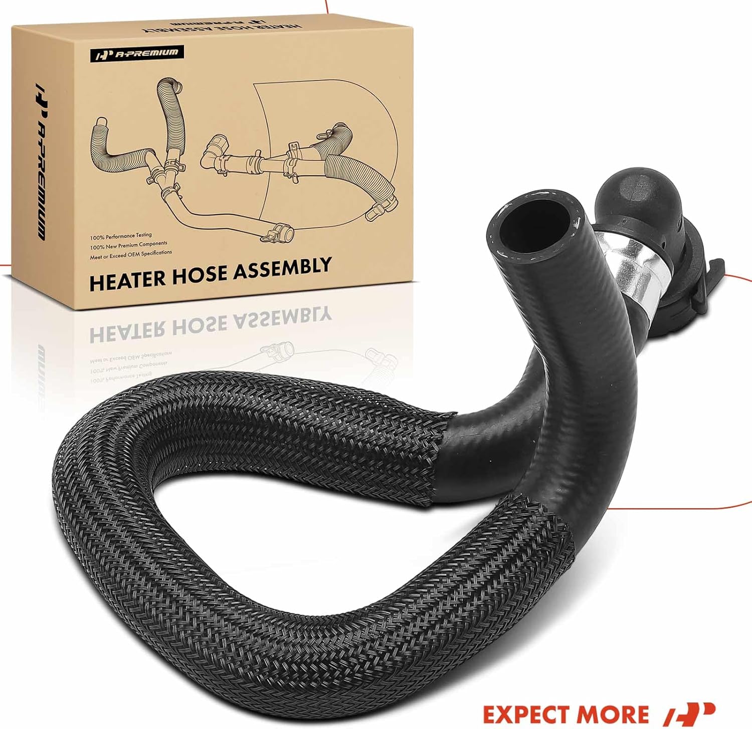 A-Premium Outlet HVAC Heater Hose Pipe Line Assembly with Protective Sleeve Attached Compatible with Volvo XC90 2007-2014