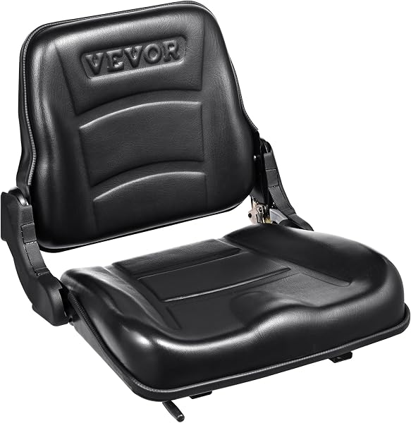 VEVOR Siège de Chariot Élévateur à Fourche Universel Siège de Tracteur Rabattable avec Dossier à Angle Réglable Micro-interrupteur Fente Étendue 160-340 mm Siège Confortable pour Chargeur Excavateur - 1
