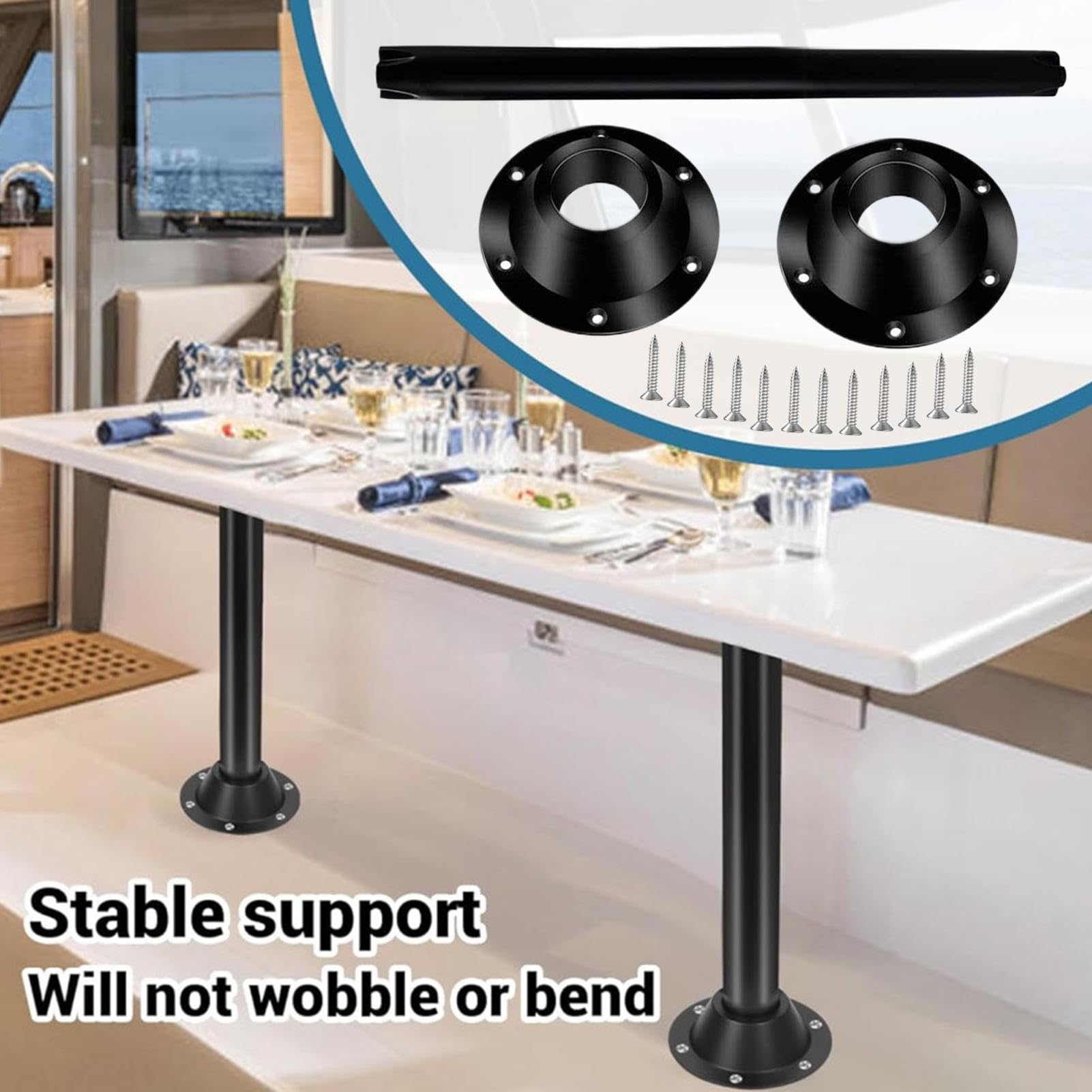 Soporte de mesa RV: pata de mesa extraíble ajustable, hecha de autocaravana de aluminio | Puente de mesa de mesa plegable de yates de bota, base de mesa estable para acampar, uso interior y exterior