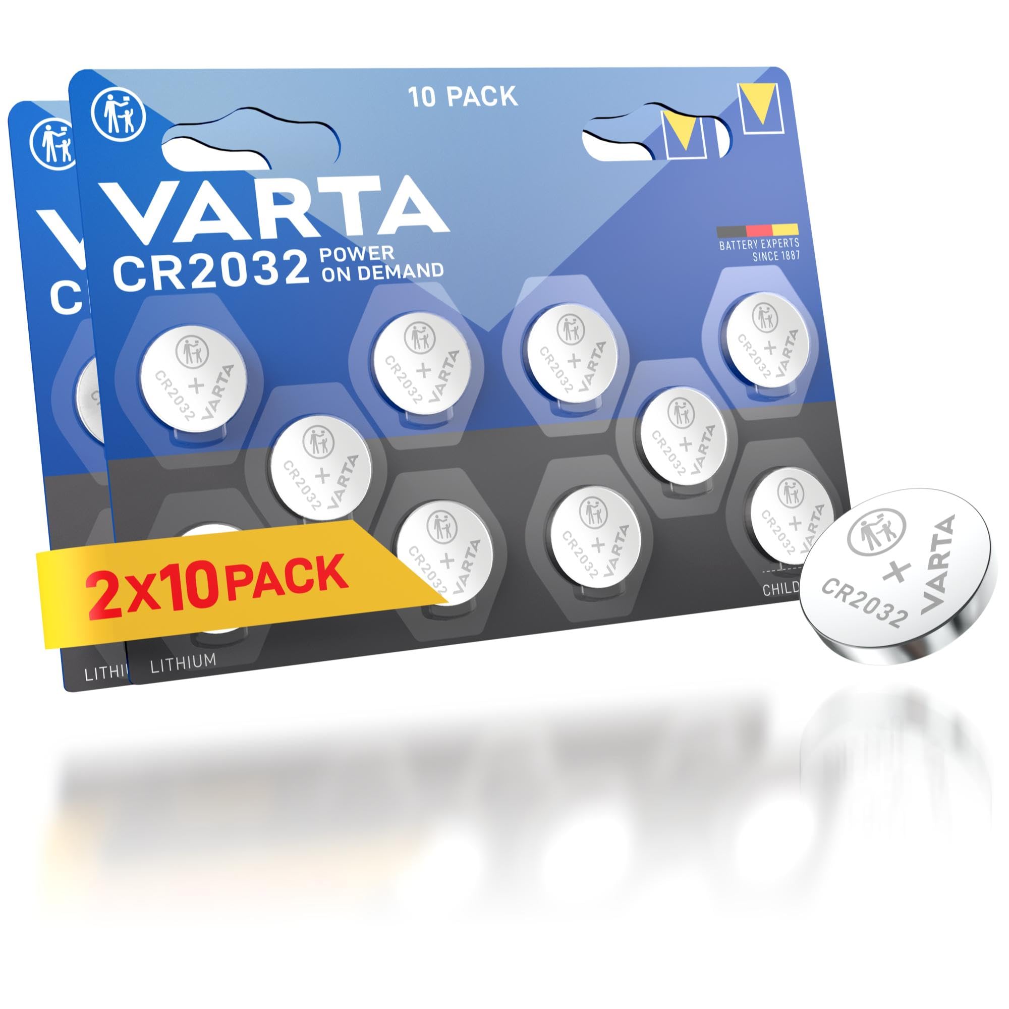Varta Batterie Electronics CR2032 Batteria al Litio 3V Pacco da 20 Batterie in Confezione Originale da 1