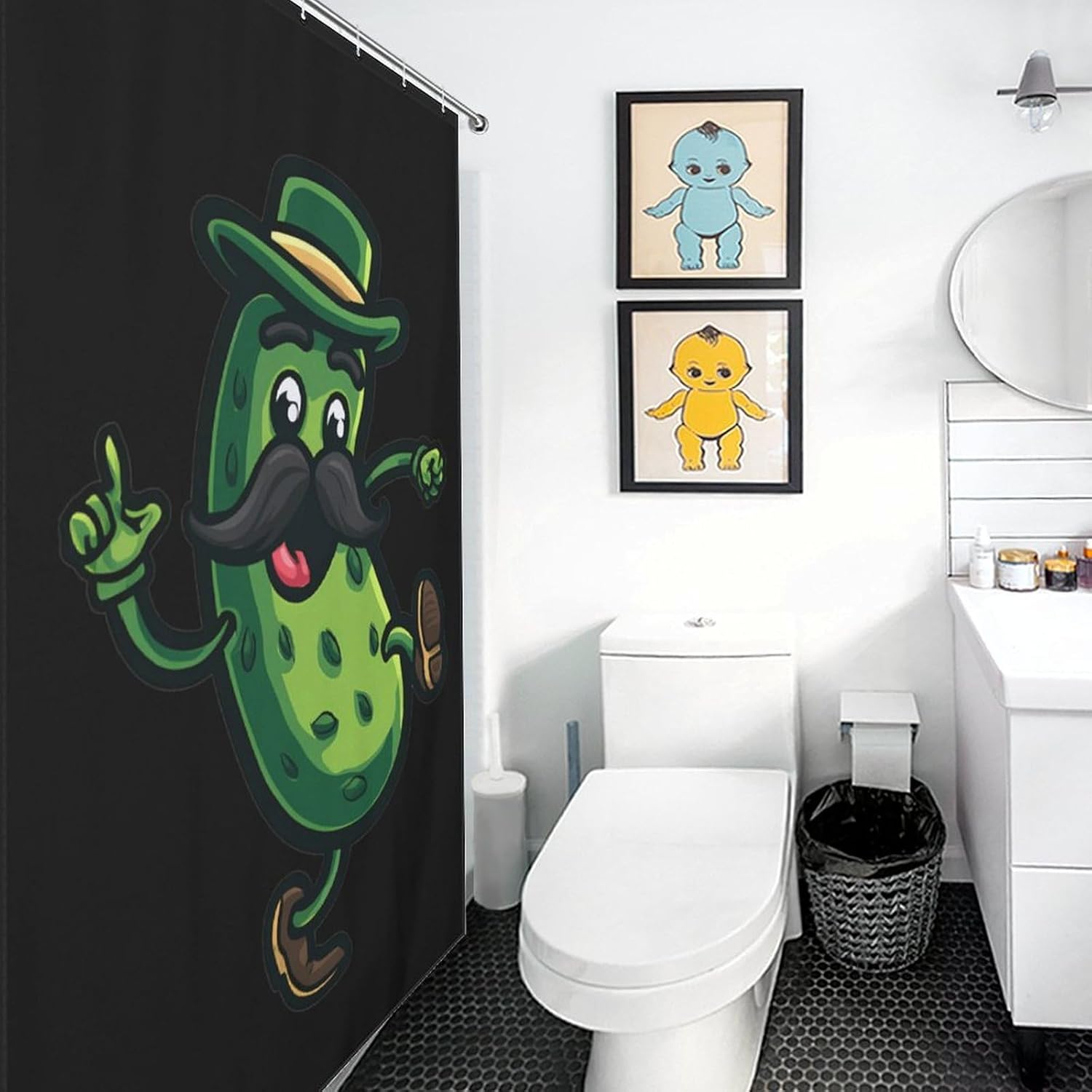 Pickle Print Shower Curtain 46.85x70.87Inch（119x180cm） Polyester Bath Curtain Shower Curtains Printed Decorative