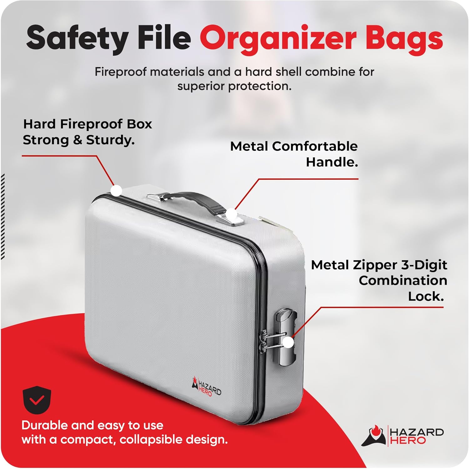 Fireproof Document Bag, 12 Multi Layer Important Document Organizer, Fireproof Bag Safe Storage Portable File Organizer with Lock, Waterproof Safe Organizer for Legal Files, Laptop, and More