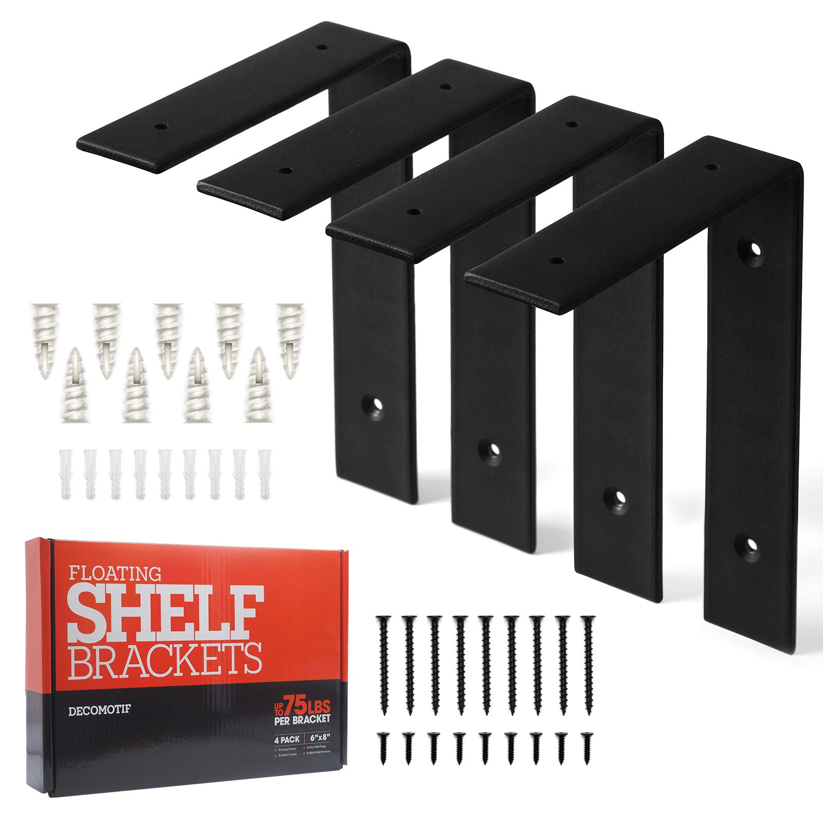 Buy Floating Shelf Hardware Heavy Duty4 PK black shelf brackets