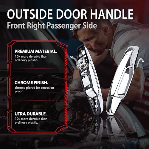 Miniatura 4 de FAERSI Manija de puerta exterior cromada para lado del pasajero derecho delantera, reemplazos para 2007 2008 2009 2010 2011 2012 2013 Silverado