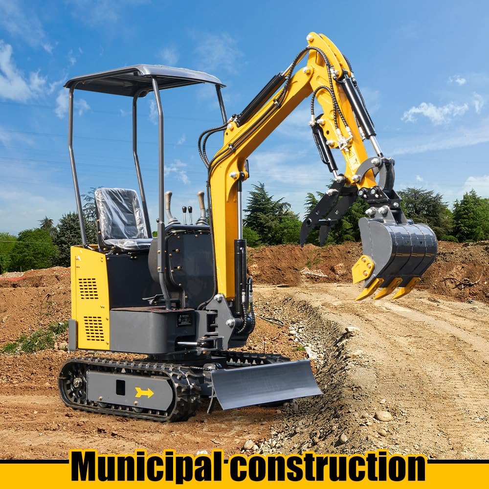 1.2-ton tracked mini excavator equipped with a 13.5 horsepower gasoline BS engine, EPA certified, standard hydraulic thumb clamp, quick change, and auger, suitable for various occasions (SKD-15Y-B)