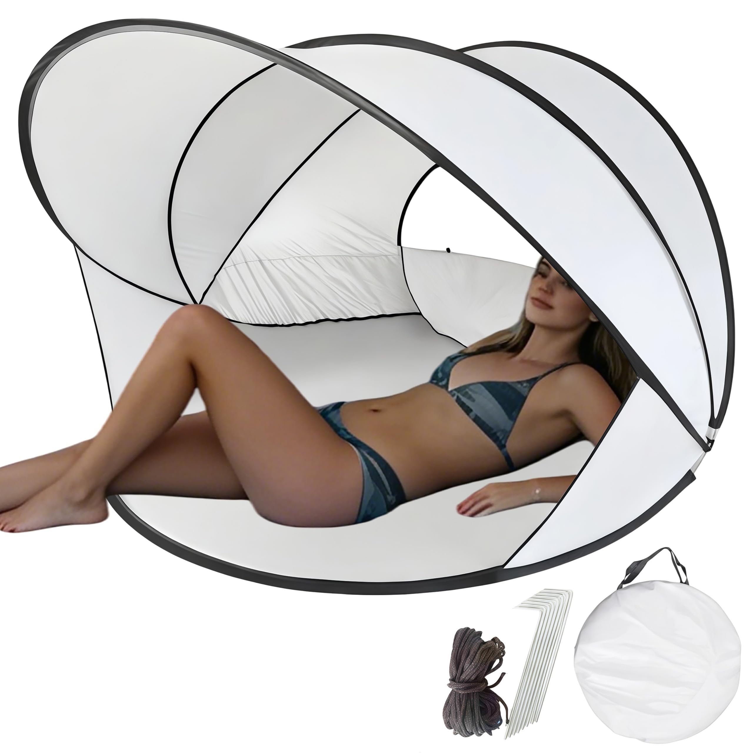 Abri de Plage Pop Up Tente de Plage Automatique Portable avec Protection | UV 50+ et Coupe-Vent, Tente Pare-Soleil pour 2-3 Personnes, Camping Jardin Plage, Bleu