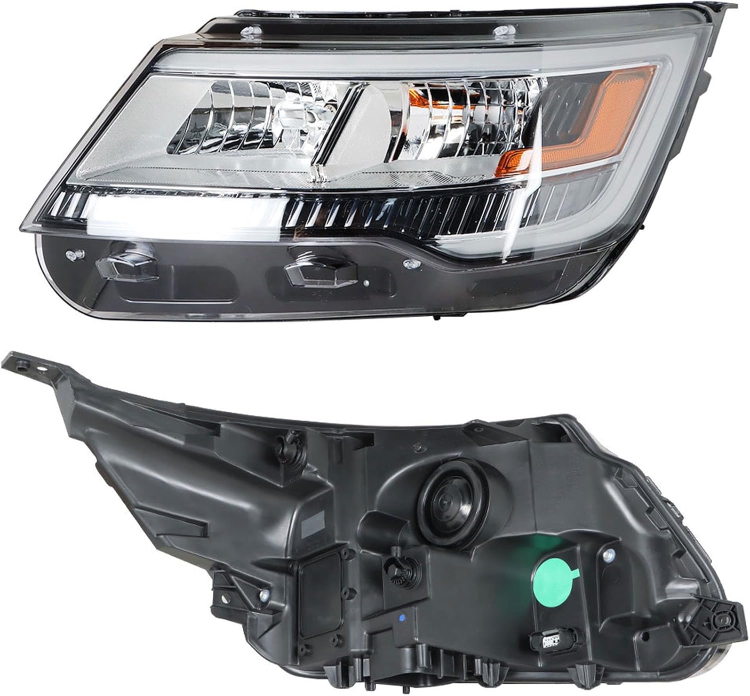 Headlights Assembly Black Bezel DRL Headlamp Left Side Replacement for Explorer 2016-2018