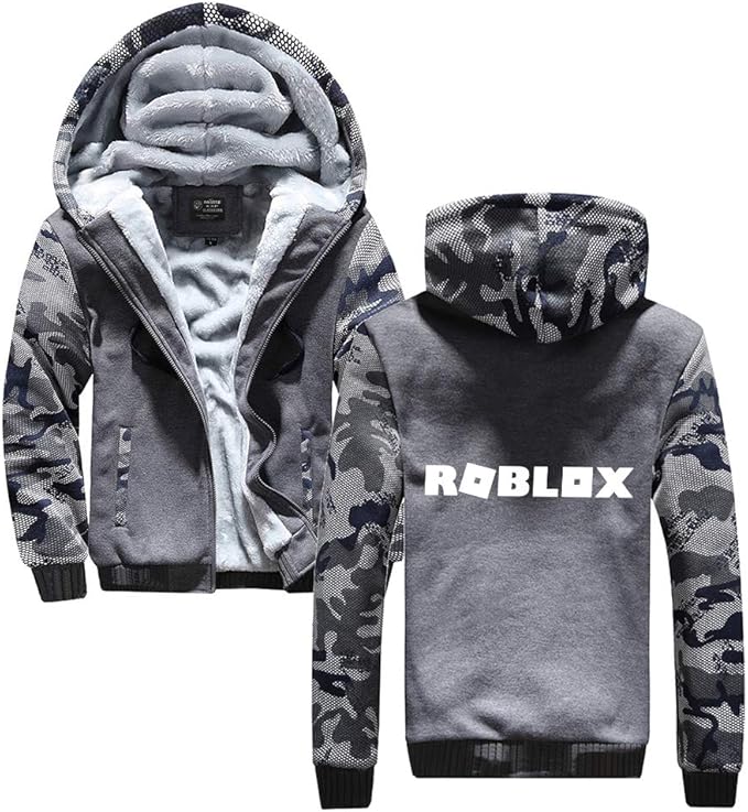 Roblox Outerwear Mens Winter Hooded Coat Plus Velvet Warm Outerwear