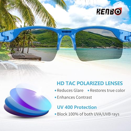 Miniatura 7 de KENBO Polarized Sports Sunglasses for Kids Wrap Around Sunglasses Baseball Cycling UV Protection for Boys Girls Age 3-10