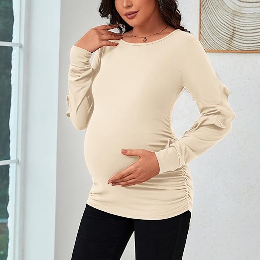 GINKANA Umstands-Top Mit Rüschen - Weiches Schwangerschaftshemd Für Jeden Tag