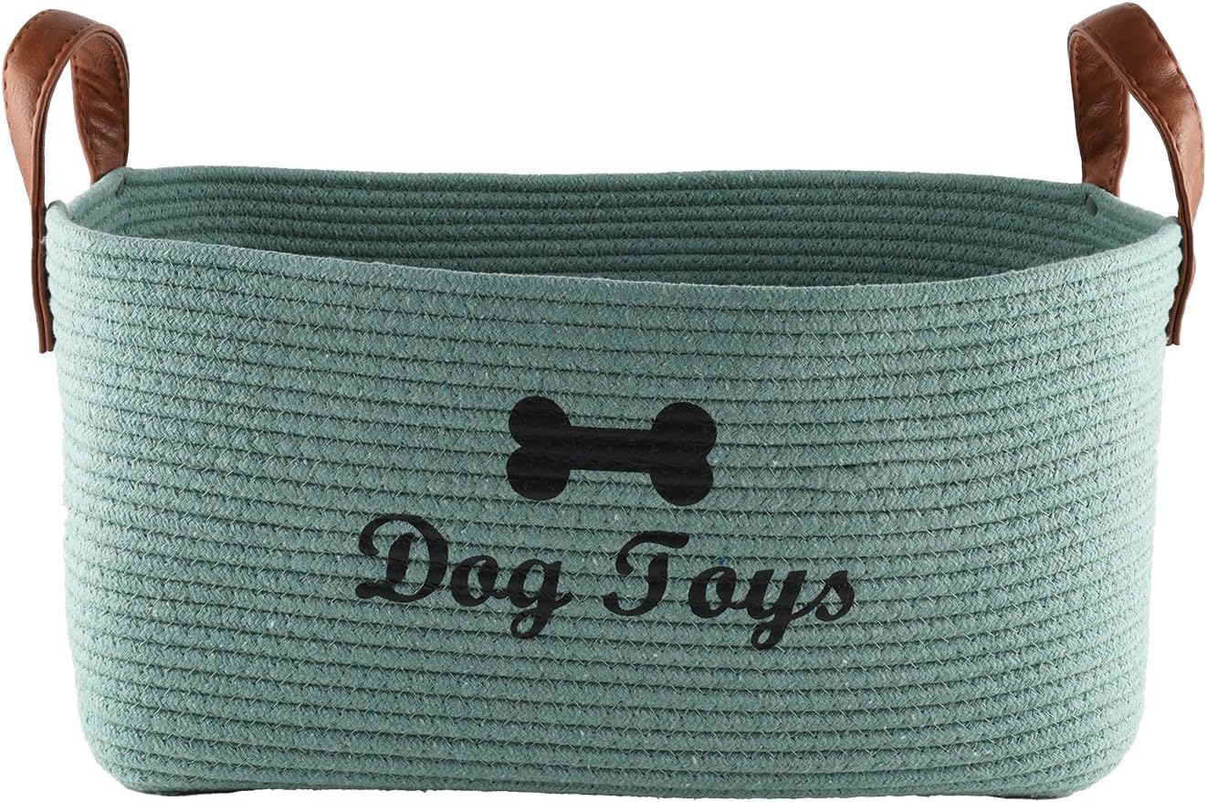 Morezi Dog toy basket, 16.5"x10.6"x 7.5" puppy toy basket bins, pet organizer, laundry basket storage bin - Perfect for organizing toys, blankets, leashes, coat and stuff - Black