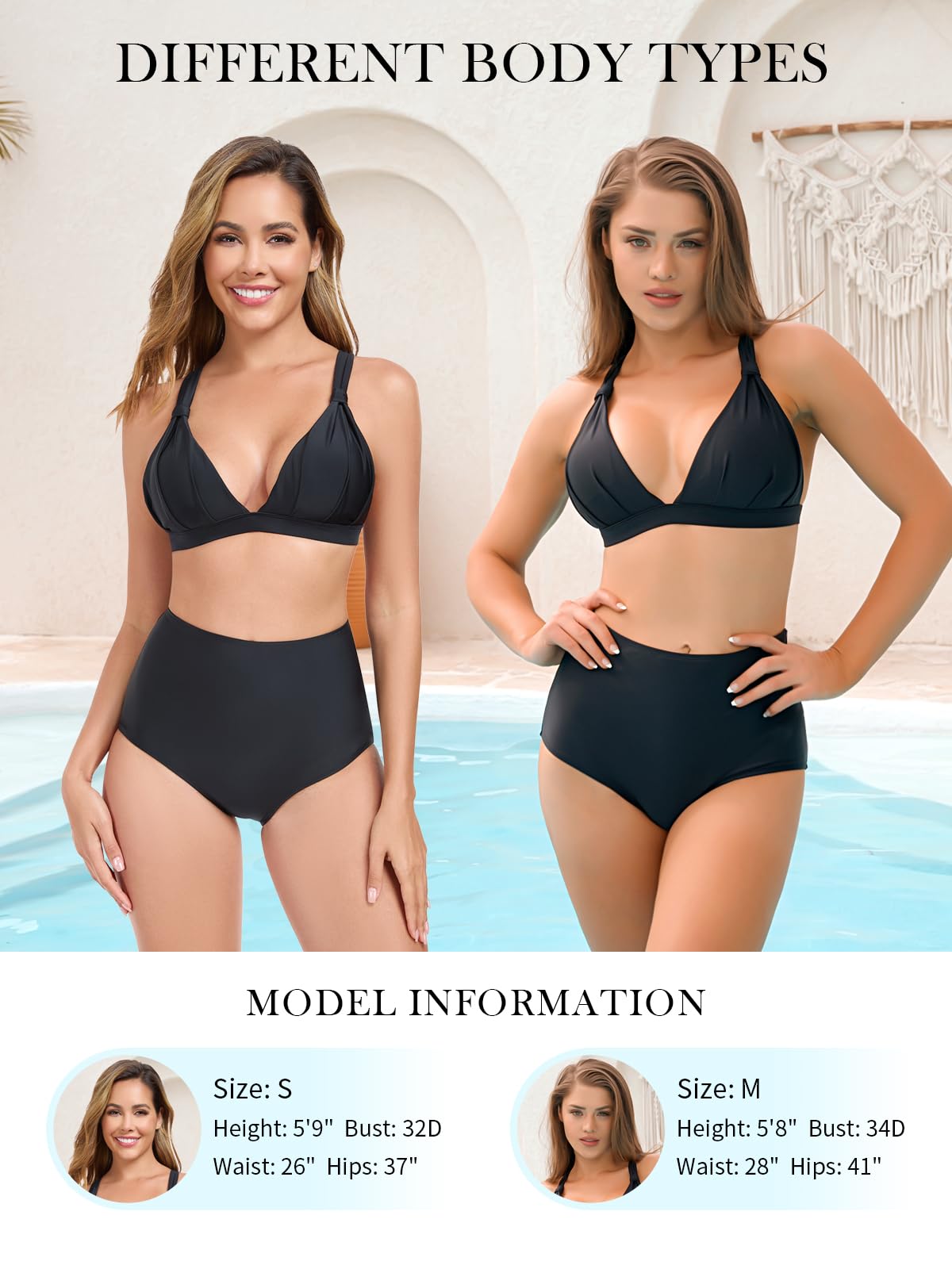 RELLECIGA Bikini da donna a triangolo incrociato sulla schiena, costume da bagno imbottito push-up