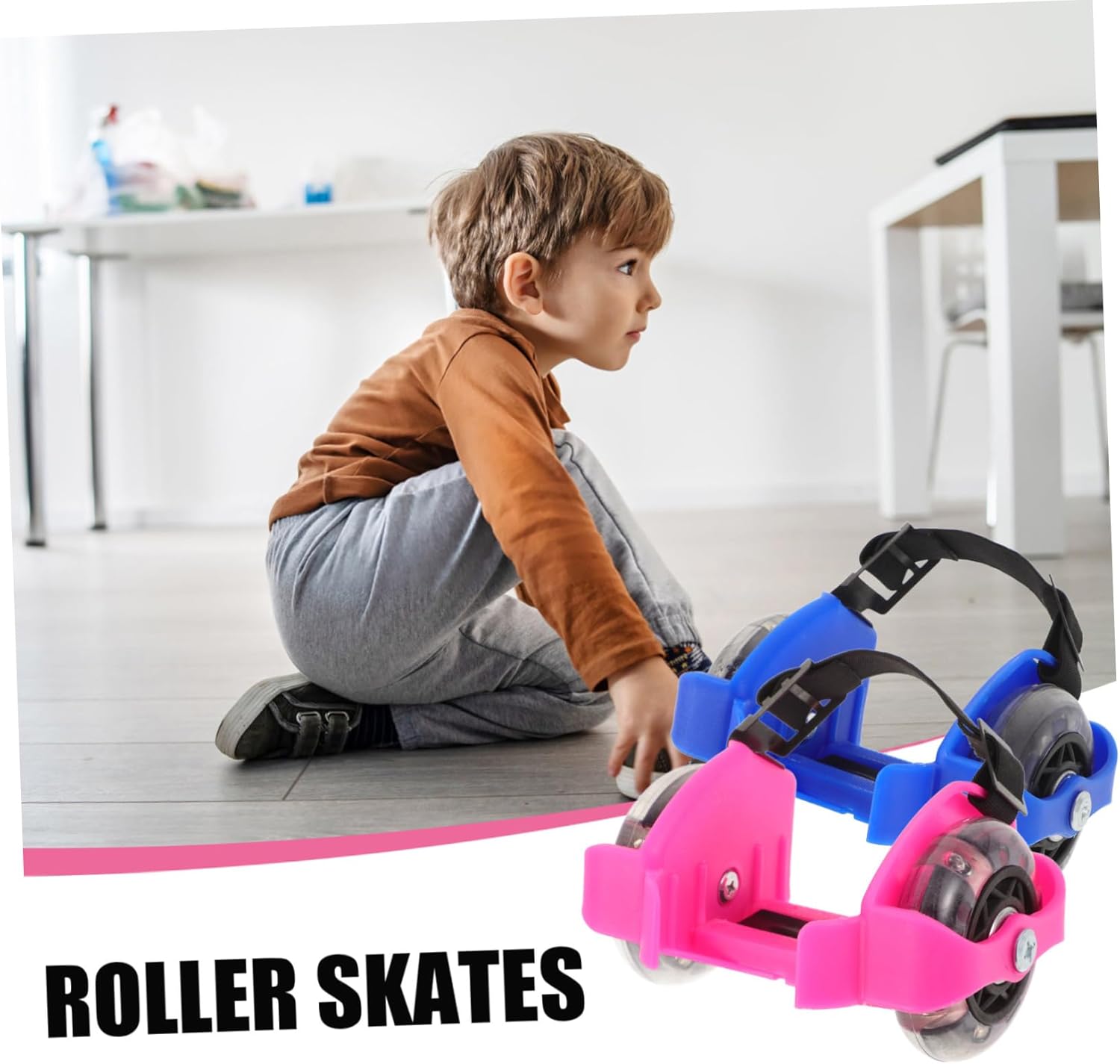 KICHOUSE 2pairs Roller Skates Shoes for Boys and Girls Beginner Skating Shoes Comfortable Fit Glowing Training Roller Skates