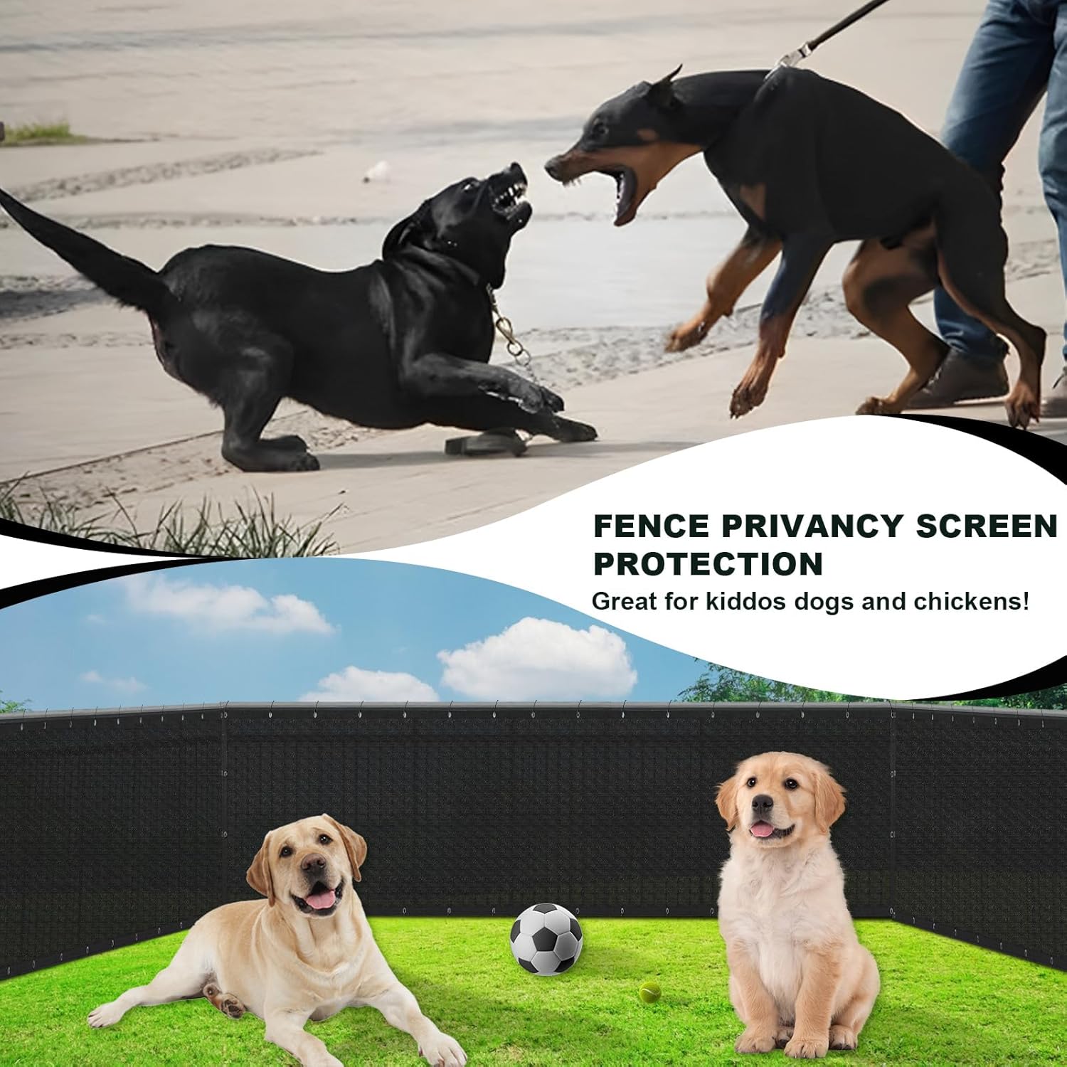 SUNLAX Privacy Fence Screen 6x25FT Heavy Duty Mesh Fence Net Cover with Grommets for Patio Porch Pool Backyard Outdoor Chain Link Fence, Black